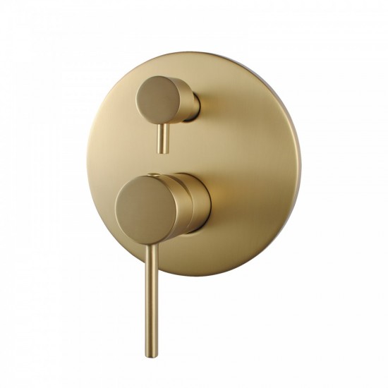 Euro Round Brushed Yellow Gold Shower/Bath Mixer with Diverter Wall Mounted